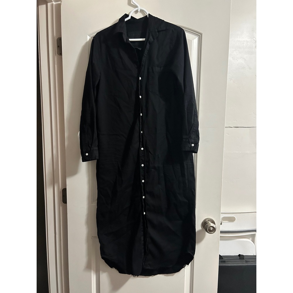 Frank Eileen Rory midi Button Up Shirt Dress Raw Hem size xs oversized - Picture 2 of 9